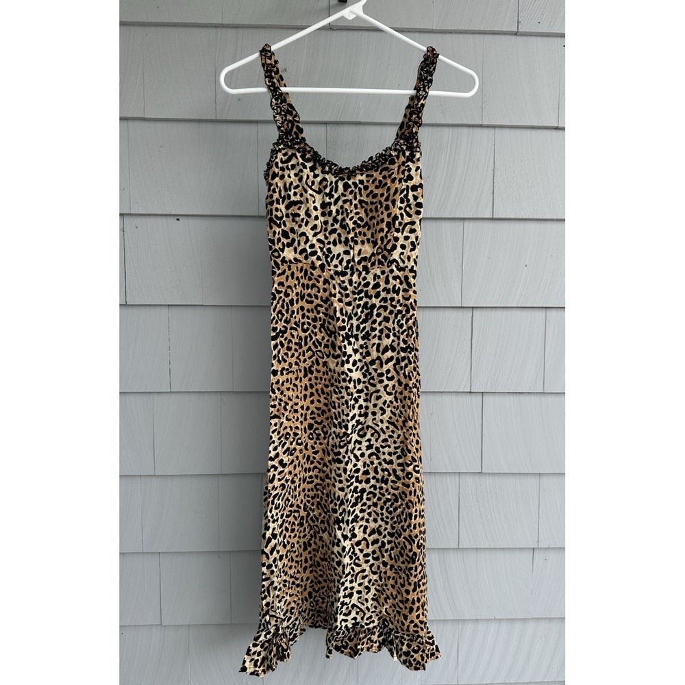 Faithfull‎ the Brand Cheetah Print Midi Sundress – Ruffles, Elastic Back, Sz 2